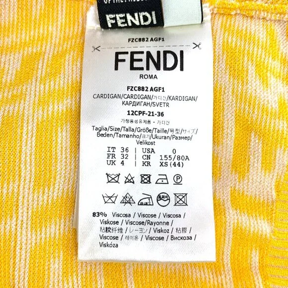 Fendi Yellow logo jacquard all-over print knit cardigan - Picture 7 of 8